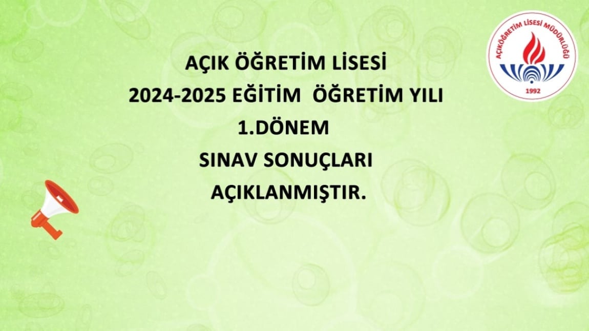 AÇIKÖĞRETİM OKULLARI 2024.1 DÖNEM SINAV SONUÇLARI AÇIKLANDI.